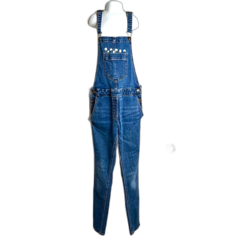 J CREW CREWCUTS DENIM OVERALLS WITH DAISY EMBROIDEREY GIRLS SIZE 16
